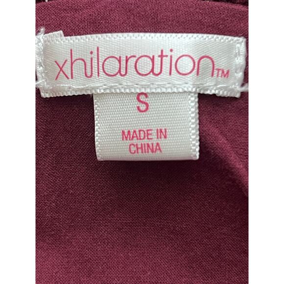 Corduroy Wide Leg Overalls Burgundy Maroon Sz S Xhilaration Streetwear Y2K 90s - Picture 3 of 7